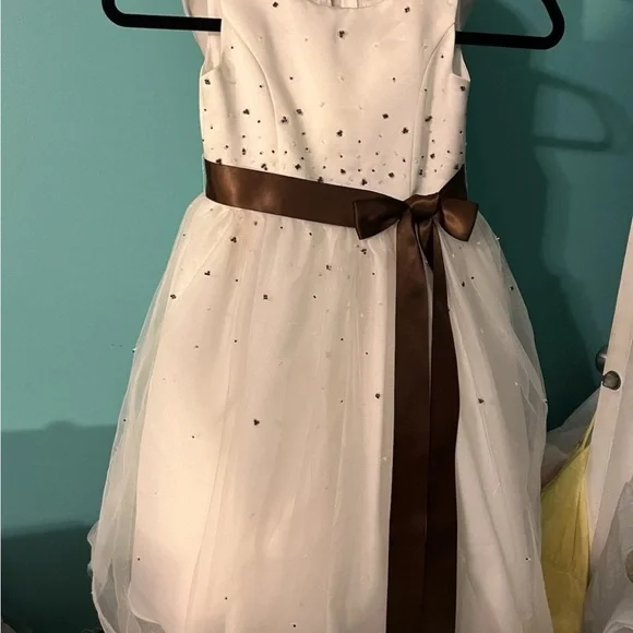 illusion bridesmaid dress Long A-Line Square Neck Chiffon Junior Bridesmaid Dress With Lace Ruching main image 0